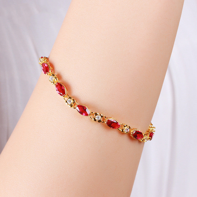 24K Gold-Plated Gemstone Bracelet