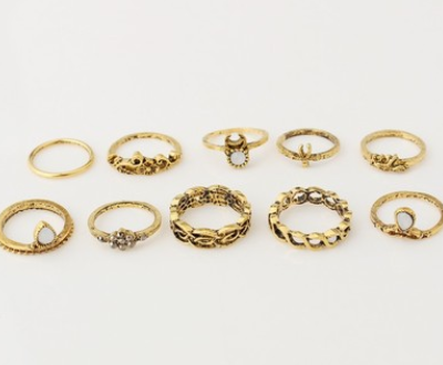 Vintage Style Floral Gemstone Ring Set (10 Pieces)
