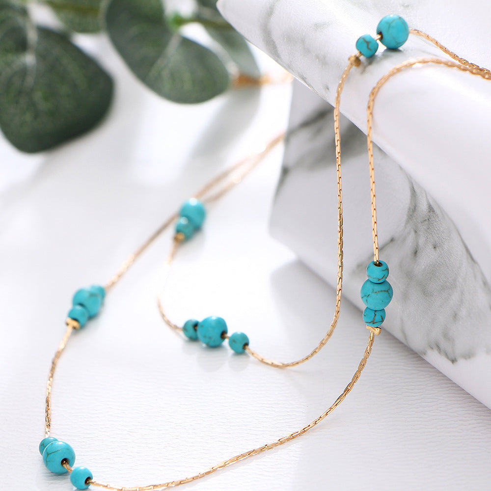 Vintage Turquoise Gemstone Jewelry Set with Earrings