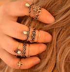 Vintage Style Floral Gemstone Ring Set (10 Pieces)