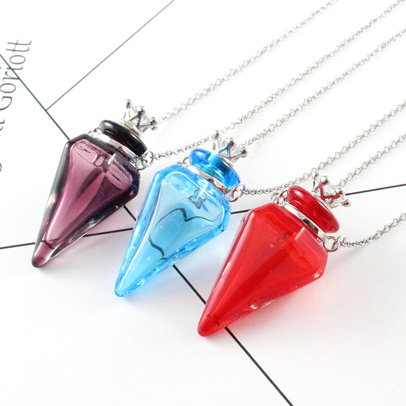 Handmade Gemstone Oil Bottle Pendant Necklace